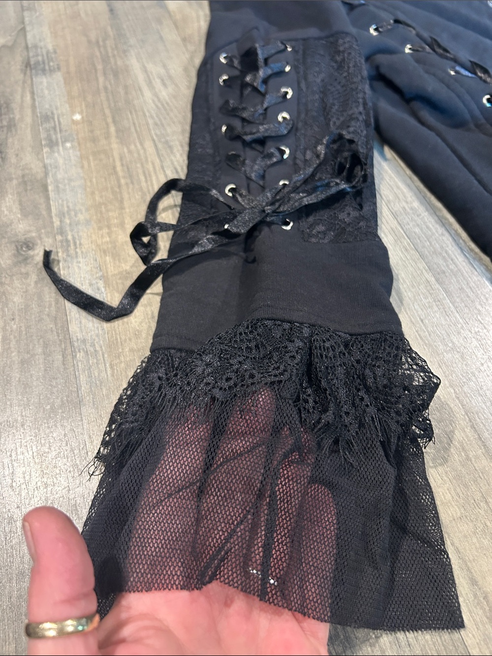 The Pyramid Collection Black Lace-Up Ruffled Jacket - Picture 5 of 9